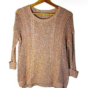 Madewell Twist Knit Marled Sweater Salmon Cream and Ash
